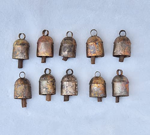10 Pcs Small Metal Craft Bells 1.5 Inch– Rustic Gold Cow Bells for Crafts, Jingle Bells for crafting, Vintage Christmas Tree Ornaments, Witch Bells, Indian Boho Decor, Garland, Iron Wind Chime - color: 1.5 Inch 10 Pcs