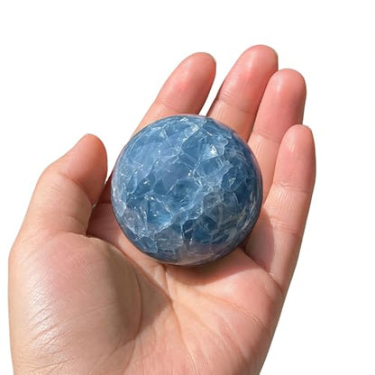 1.6-2 inch Natural Celestite Crystal Ball with Stand, Polished Crystal Sphere - color: Celestite, size: 40-50mm