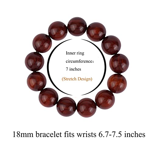 Prayer Bead bracelet Mala Beaded Bracelets for Men Women 12/15MM … - color: 18mm 13 beads Rosewood