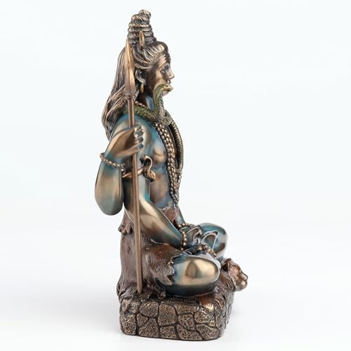 Veronese Design Lord Shiva Statue 6.25 Inch - Hindu God Meditation Figurine in Lotus Pose - Cold Cast Bronze Finish Resin Sculpture - Spiritual Home Decor & Religious Gift for Collectors