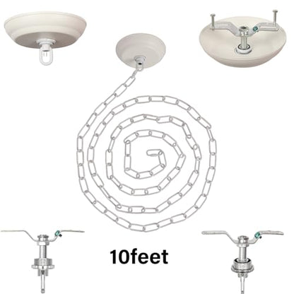 10 Feet Heavy Duty White Chain with 5" Light Canopy Kit for Chandelier, Swag Light Kit Light Fixture Mounting Bracket for Hanging Light - color: White 10 Ft Chain with 5" Canopy