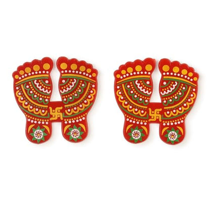 Acrylic Deepak Diwali Rangoli with Laxmi Charan Pagla | Diwali Floor Decorations Table Decoration Studded Stones Sequins Traditional Festive Home Door Décor (Design4)