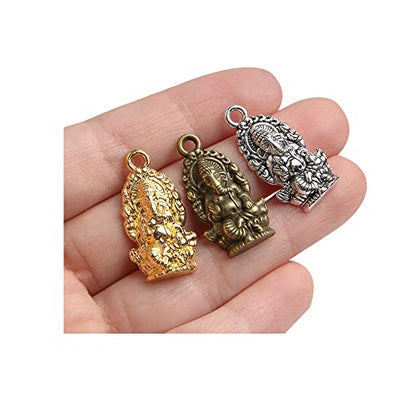 Wixine 60Pcs Ganesha Charms Ganesha Pendants Antiqued Silver Tone 14 x 27 mm Making DIY Handmade Accessories Craft
