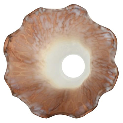 Bieye LS09S Lily Flower Blown Glass Lampshade (White Brown, Opening I.D. 0.87" x O.D. 1") - color: White Brown, size: Small I.D. 0.87" x O.D. 1"