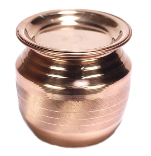 ASHIRWAD Pure Copper Kalash Lota for Pooja Prayer Kalash Arti Puja Pot For New Home | AE000184-06 (450 ml with Lid) - style: 450 ml with Lid