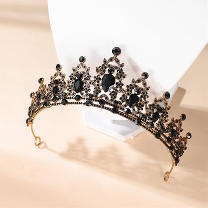 Kamirola Tiaras and Crowns for Women,Tiaras Earrings Necklace, Crystal Bridal Jewelry Set, Costume Party Halloween Prom Pageant Jewelry for Women(TR45) - color: Black