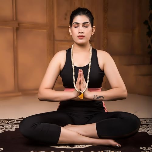 LoveNspire 2mm Tulsi Mala Beads Necklace Holy Basil 108 + 1 Beads Ram Japa Prayer Mala Energized Hindu Tibetan Buddhist Rosary for Chanting Mantra Hand Knotted Tulsi Neck Mala for Pooja Meditation Yoga