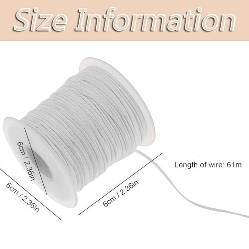 1 Roll 200Feet(61M) Organic Cotton DIY Natural Candle Braided Wicks Twine String Spools Rope for Candle DIY and Candle Making