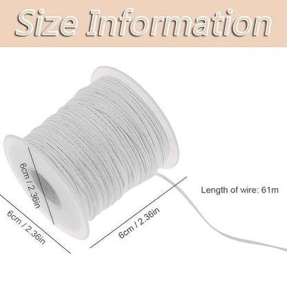 1 Roll 200Feet(61M) Organic Cotton DIY Natural Candle Braided Wicks Twine String Spools Rope for Candle DIY and Candle Making