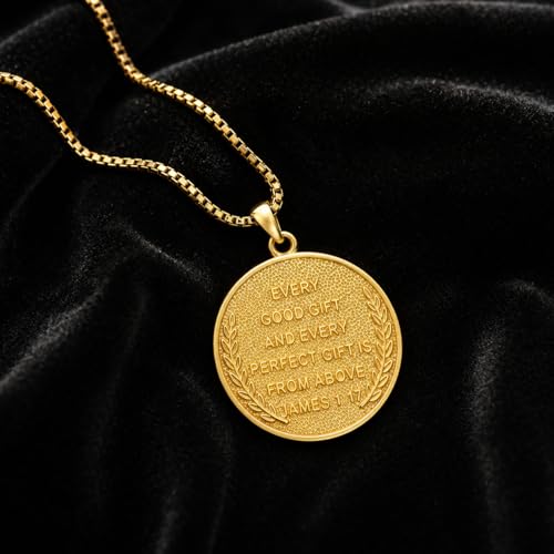 Patron Saint Necklace 14K Gold Medal Catholic Pendant Christian Religious Amulet Jewelry Gift for Men Women