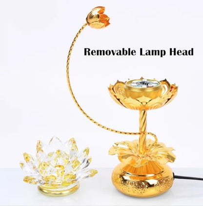 1 Pair - Colorful LED Crystal Lotus Buddhist Lamp - 8 inches - color: Pale Gold, size: 8 inches