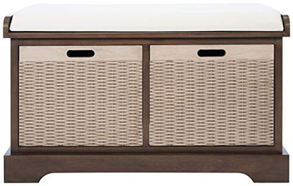 Safavieh Home Collection Landers Brown 2-Drawer/Cushion Storage Bench (Fully Assembled) BCH5702C - color: Brown