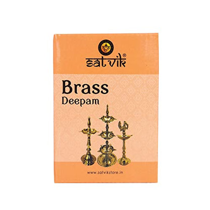 SATVIK 5.5- 6 Inch 1 Step Standing Brass Metal Kerala Samai Diwali Deepak for Puja Traditional Panchmahal Pooja Deepam Diya Oil Lamp Kutthu Vilakku Dia Deepawali Indian Housewarming Return Gift Items - size: 6 Inch
