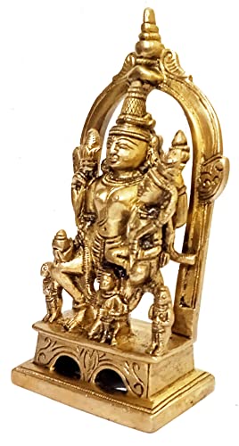 Purpledip Brass Idol Vishnu-Lakshmi (Laxminarayana) Garuda: Rare Collectible Statue for Home Temple (12502)