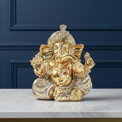 Turbaned Ganesha Resin Statue – Ideal for Entranceways, Weddings, and Other Occasions. Symbolizes Auspiciousness, Repels Negative Energy, and Balances Feng Shui.