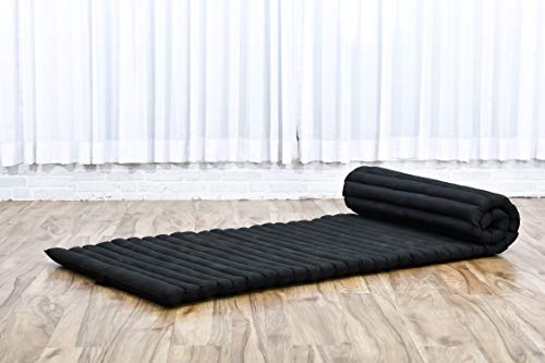 Leewadee Thai Roll Mat 75 x 28 inches Kapok Firm - color: Cl02 - Black, size: M: 75x28"