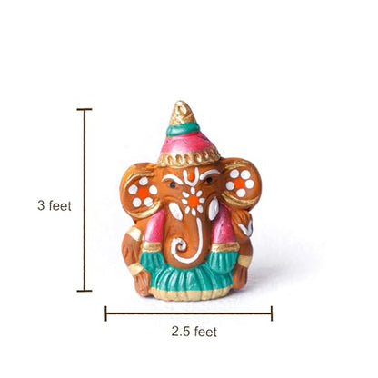 Desi Favors Terracotta Ganesha Murti | Hindu Lord Ganesha Idol Statue | Diwali Gifts Small Ganesh for Car Dashboard Decor | Indian God Figurine Home Mandir Pooja Wedding Gift - 3x2.5 Inch (Pack of 1) - style: Terracotta Ganesha Murti