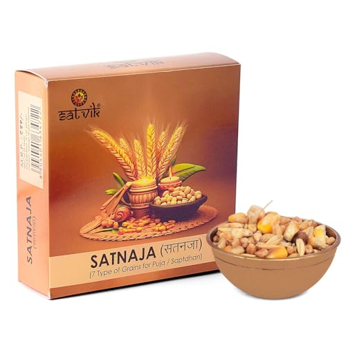 SATVIK 7 Anaj Puja Sapta Dhanya for Havan Samagri and Puja Rituals | Essential for Hindu Pooja Ceremonies | Authentic Vedic Grains for Prosperity and Abundance