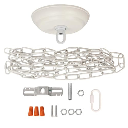 10 Feet Heavy Duty White Chain with 5" Light Canopy Kit for Chandelier, Swag Light Kit Light Fixture Mounting Bracket for Hanging Light - color: White 10 Ft Chain with 5" Canopy