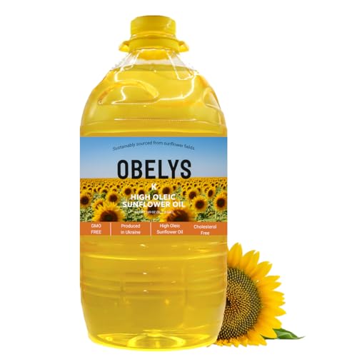 Obelys High Oleic Sunflower Oil | 1.3 Gallon Jug - Neutral Oil For Medium to High Heat Cooking, Non-GMO, Kosher, Cholesterol Free | 5L / 169 Oz - size: 169 Fl Oz (Pack of 1)