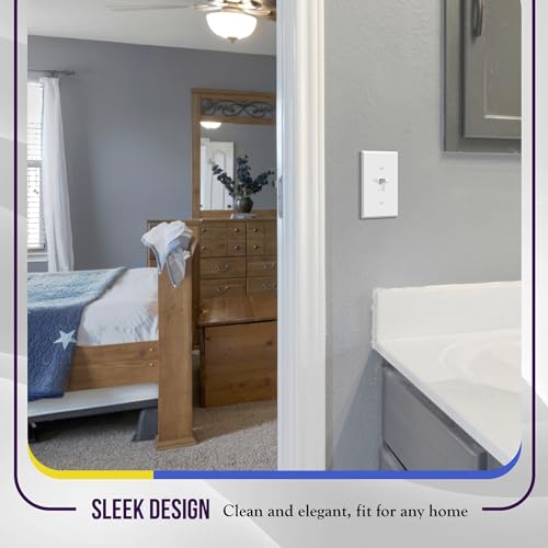 ENERLITES Toggle Light Switch Metal Wall Plate, 1-Gang, White Matte - color: White Matte, size: Standard Size