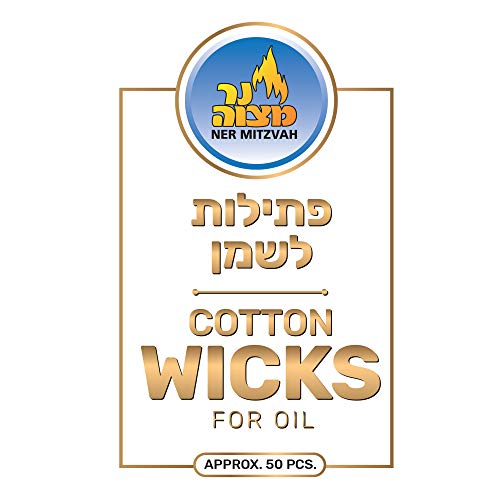 Ner Mitzvah Cotton Wicks – 50 Pack (Approx.) – for Oil Cup Candle Lighting, Easy to Use and Multipurpose