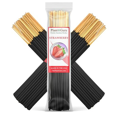 Strawberry Exotic Incense Sticks 7 Inch - Bulk 1 Bundle 85 to 100 Sticks - Natural 7" Long Lasting Aroma that Burns for 30 to 45 Minutes.