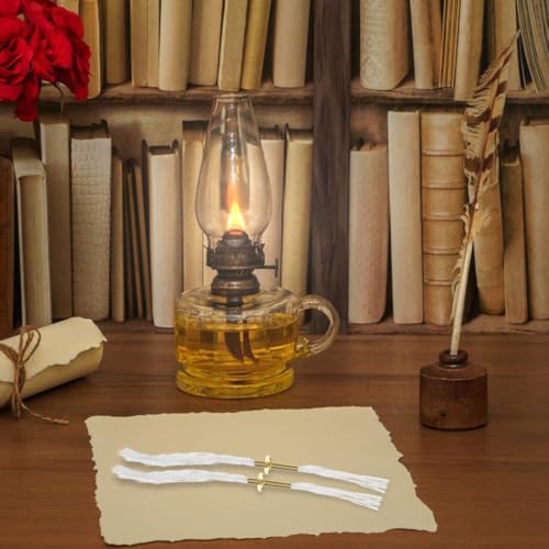 DECHOUS 2Pcs Fiberglass Wicks for Oil Lamps, Oil Lantern Wicks Oil Lamps Wicks with Metal Tube Holder, Kerosene Oil Lamp Wicks for Butter Lamps, Temple Lamps, Home Decor