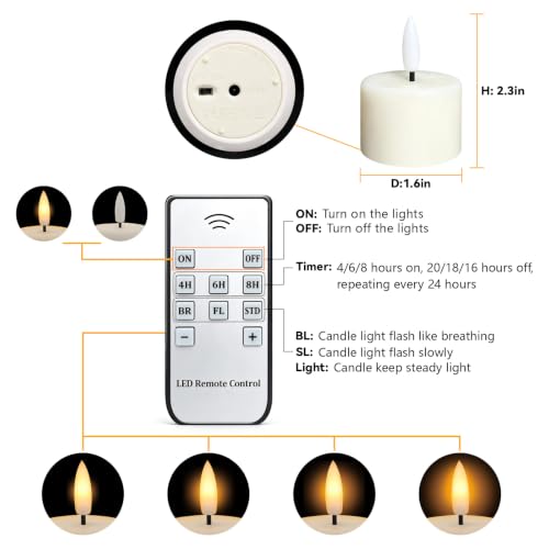 Rechargeable Real Wax Tea Lights Flameless Candles with Remote Timer, LED Tea Lights Candles Battery Operated Tealights for Centerpiece Table Decorations, Anniversary, Halloween, Christmas (12 Pack)