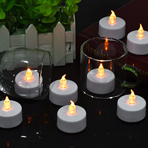 Battery Operated LED Tea Lights Flameless Flickering Candles 12PACK - color: warm yellow, size: 12pack