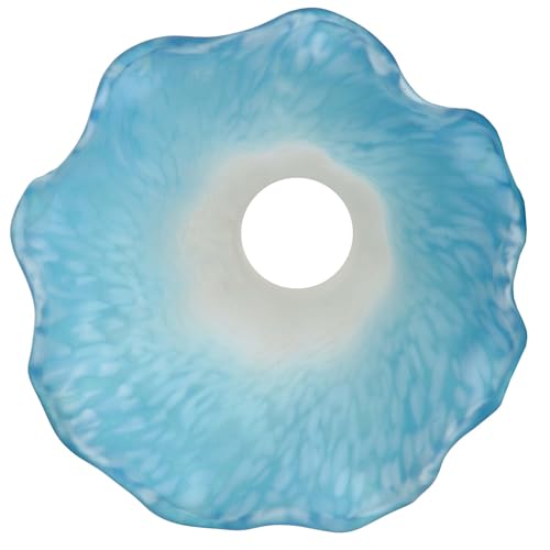 Bieye LS04S Lily Flower Blown Glass Lampshade (White Blue, Opening I.D. 0.87" x O.D. 1") - color: White Blue, size: Small I.D. 0.87" x O.D. 1"