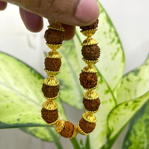 Handcrafted Natural Rudraksha Beads Bracelet for Men & Women Traditional Spiritual Wrist Mala for Meditation, Yoga Practice, Energy Healing, Positive Vibes & Daily Wear