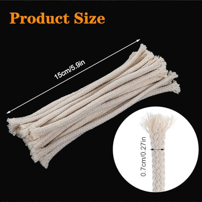 20PCS 1/4" Round Cotton Oil Lamp Wicks, Braided Replacement Wick