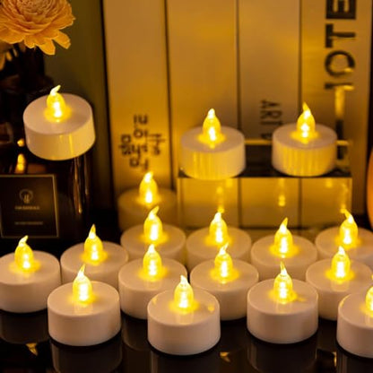 LED Tea Lights Battery Operated Flameless Candles 24 Pack Warm Yellow - color: warm yellow, size: 24pcs