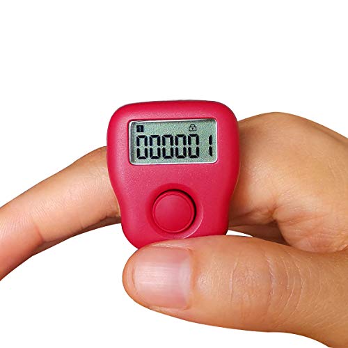 Rechargeable Silent Finger Counter 6 Channels Digital Tasbih Tally Clicker with LED for Prayer Knitting Sports Gift - color: Red