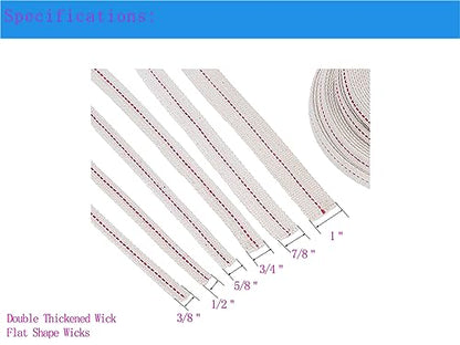 1" Inch Lamp Wick or Lantern Wick -Flat Cotton Oil Wicks for Hurricane Lamp or Kerosene Based Lanterns and Candle Burners，Red Stitch 33ft/ Roll - size: 1"-33feet(10m)