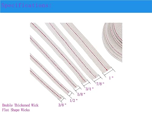 1" Inch Lamp Wick or Lantern Wick -Flat Cotton Oil Wicks for Hurricane Lamp or Kerosene Based Lanterns and Candle Burners，Red Stitch 33ft/ Roll - size: 1"-33feet(10m)