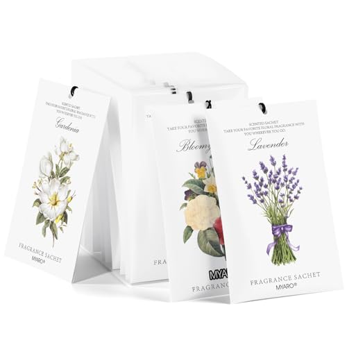 MYARO 12 Pack Assorted Garden Scented Sachets, Closet Deodorizer Freshener - color: Lavender Gardenia Jasmine, size: 12 Packs