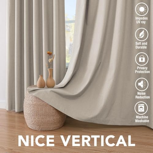 H.VERSAILTEX 100% Blackout Linen Curtains 90" L 2 Panels Cobblestone - color: Cobblestone, size: 52"W x 90"L (Pack of 2)