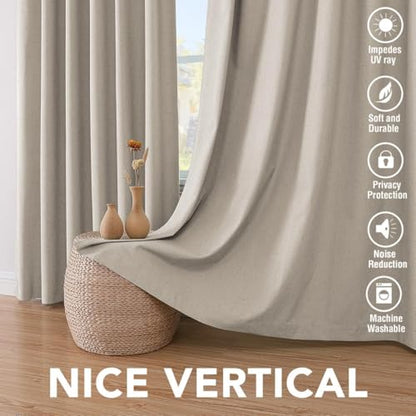 H.VERSAILTEX 100% Blackout Linen Curtains 90" L 2 Panels Cobblestone - color: Cobblestone, size: 52"W x 90"L (Pack of 2)