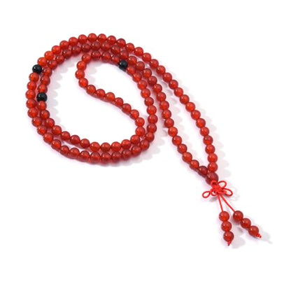 108 Mala Beads Stretch Bracelet 6mm Natural Gemstone Prayer Beaded Necklace - color: Carnelian