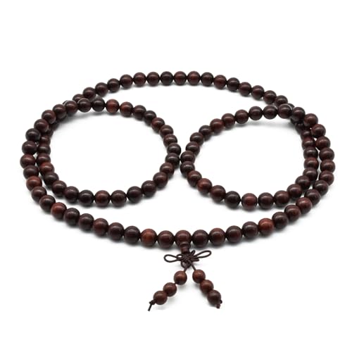 Zen Dear Unisex Natural African Blood Red Sandalwood Bracelet Prayer Beads Tibetan Buddhism Meditation Mala Bead Necklace Yoga - style: 8mm 108 Beads