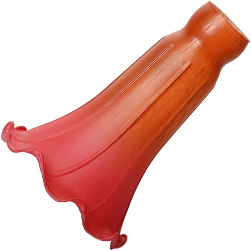 Bieye LS24 Lily Flower Blown Glass Lampshade (Orange Red, Opening I.D. 1.26" x O.D. 1.5") - color: Orange Red, size: Large I.D. 1.26" x O.D. 1.5"