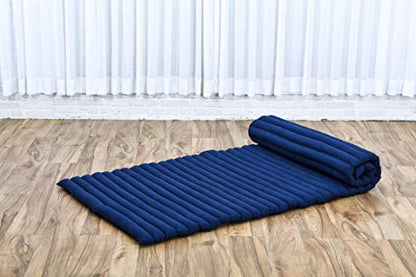 Leewadee Thai Roll Mat 75 x 28 inches Kapok Firm - color: Cl44 - Blue, size: M: 75x28"