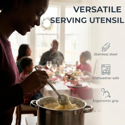 4 Pack Stainless Steel Serving Spoons, 12 Inch Large Buffet Serving Utensils, Heavy Duty 18/8 Metal Spoons with Textured Handle, Dishwasher Safe for Catering, Party, Kitchen