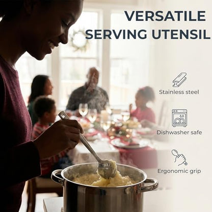 4 Pack Stainless Steel Serving Spoons, 12 Inch Large Buffet Serving Utensils, Heavy Duty 18/8 Metal Spoons with Textured Handle, Dishwasher Safe for Catering, Party, Kitchen