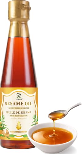 Soeos Sesame Oil, 8.45 Fl Oz (250 ml), Pure Roasted Sesame Seed Oil for Cooking & Seasoning, Rich Nutty Aroma, Ideal for Stir-Fry, Marinades, Noodles & Asian Cuisine - size: 8.45 Fl Oz (Pack of 1)