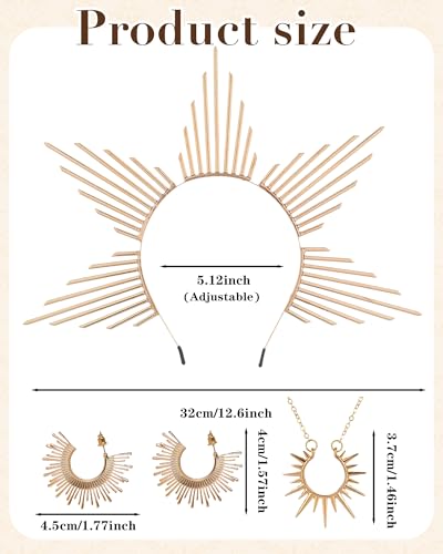 3 Pcs Goddess Costume Accessories Set, Sunburst Crown