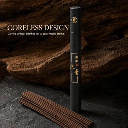Hainan Agarwood Incense Sticks (40 Pack) - Premium Chinese Agarwood, Coreless & Low Smoke for Temple, Meditation & Aromatherapy | Natural, Non-Toxic Oudh Incense for Spiritual Relaxation (agarwood)