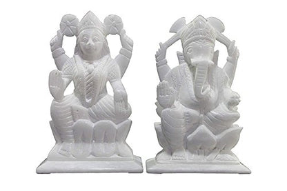 StonKraft - 7" (Big Size) - Ganesh Laxmi Idol - Marble Lord Ganesh Ganpati Ganesha Laxmi Lakshmi Idol, Statue, Murti, Sculpture